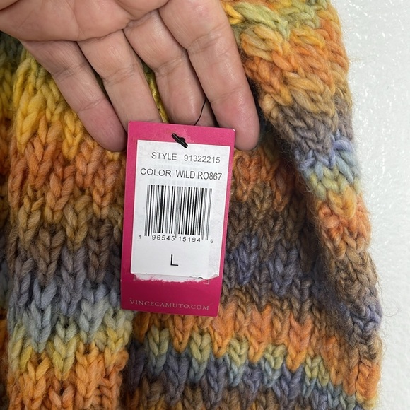 New Vince Camuto Space Dyed Stripe Open Front Cardigan Sweater Wild Rose Large - Picture 5 of 7